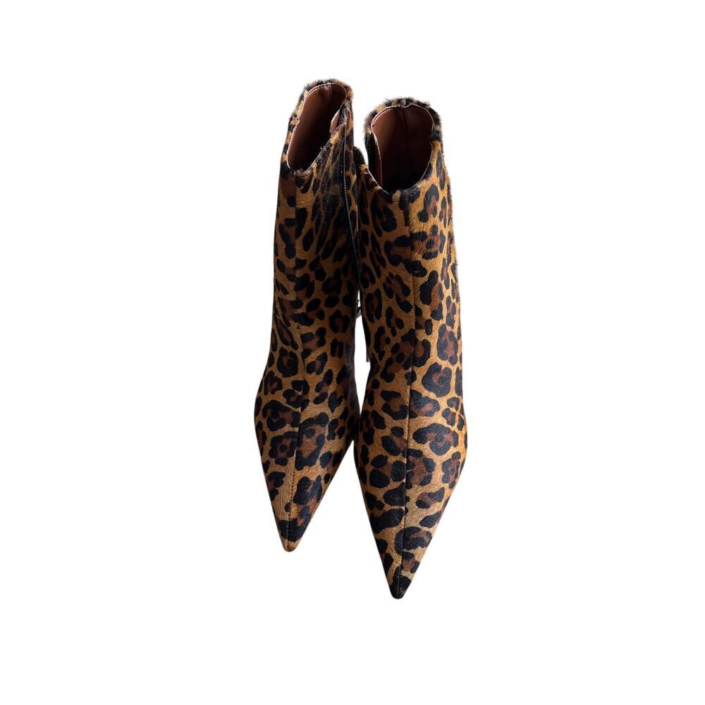 Schutz Leopard Pony Hair Pointy Toe Ankle Boot Side Zip 2" Heel Barely Worn $395 - Picture 5 of 8